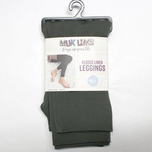 New 1 Pair Muk Luks Fleece Lined Olive Green Size M/L Leggings NWT